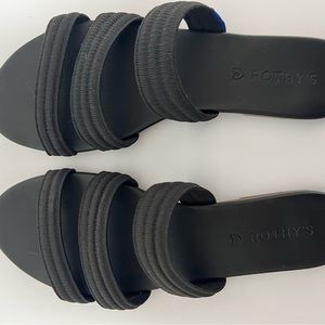 Rothy’s Black Sandals. Size 8.5. Stretch fabric that adjusts to your feet.